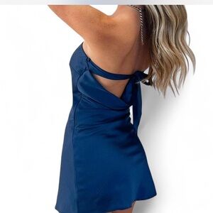 Beginning Boutique Strapless Navy Dress